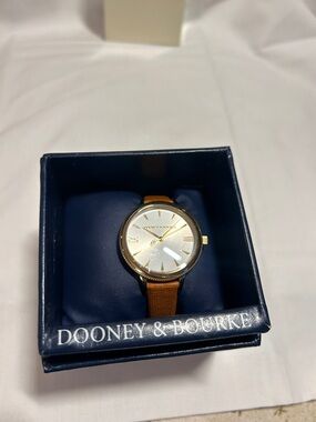 Dooney & Bourke Gold-Tone Watch with Tan Leather Strap